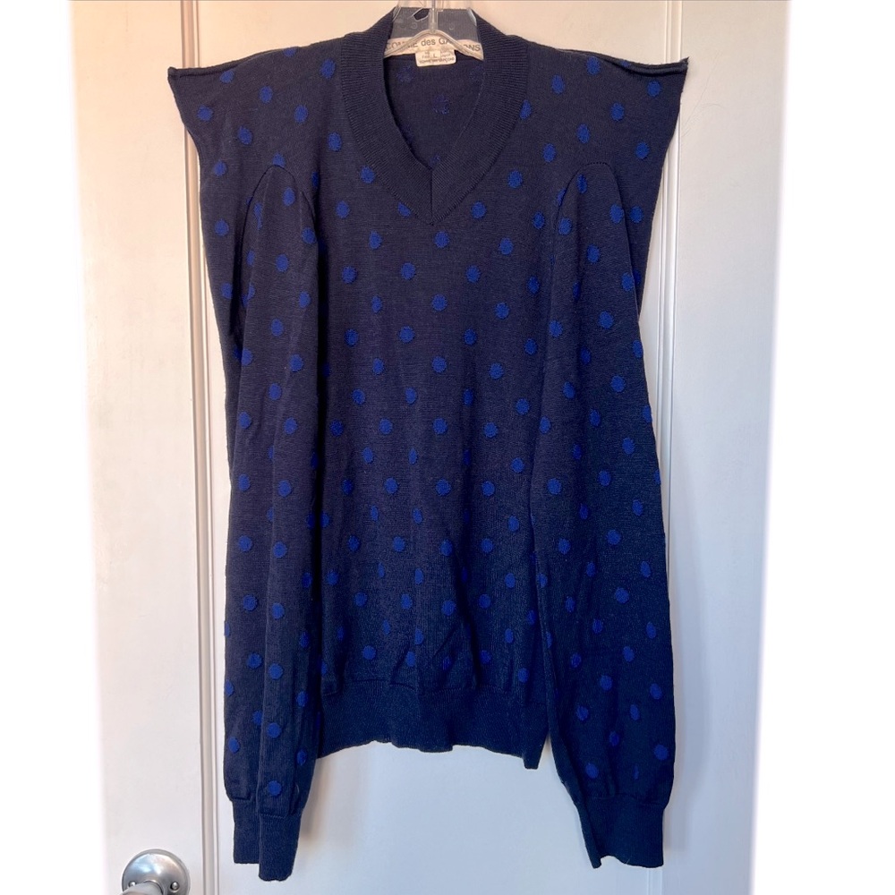 Comme des Garçons Square Shoulder Polka Dot Sweater